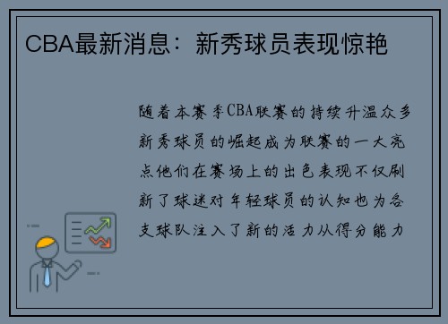 CBA最新消息：新秀球员表现惊艳